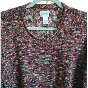 Chico's 3 Neutral Multicolor‎ Sweater Women Size XL Long Sleeve Casual Loose Fit
